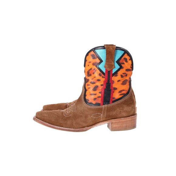 Etro Cowboy Boots in Multicolor Leather and Brown Suede - Picture 4 of 7